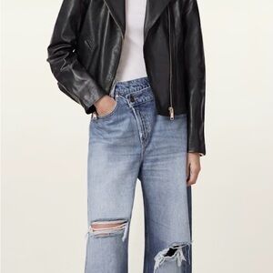 All Saints Vela leather jacket. Designed to a slim fit.